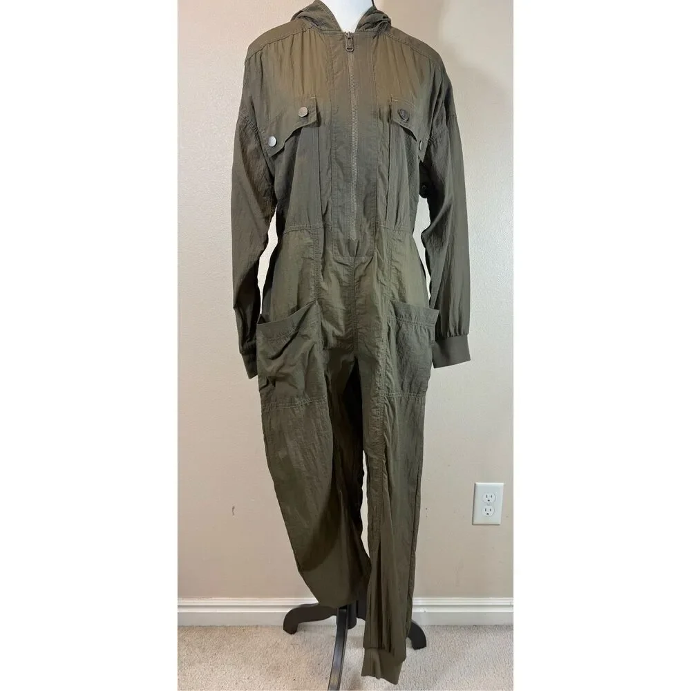 NWOT Free People Speak My Language Army Green Runsie Jumpsuit Romper Women’s XS